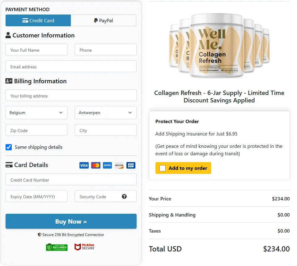 Collagen Refresh™ Checkout Page